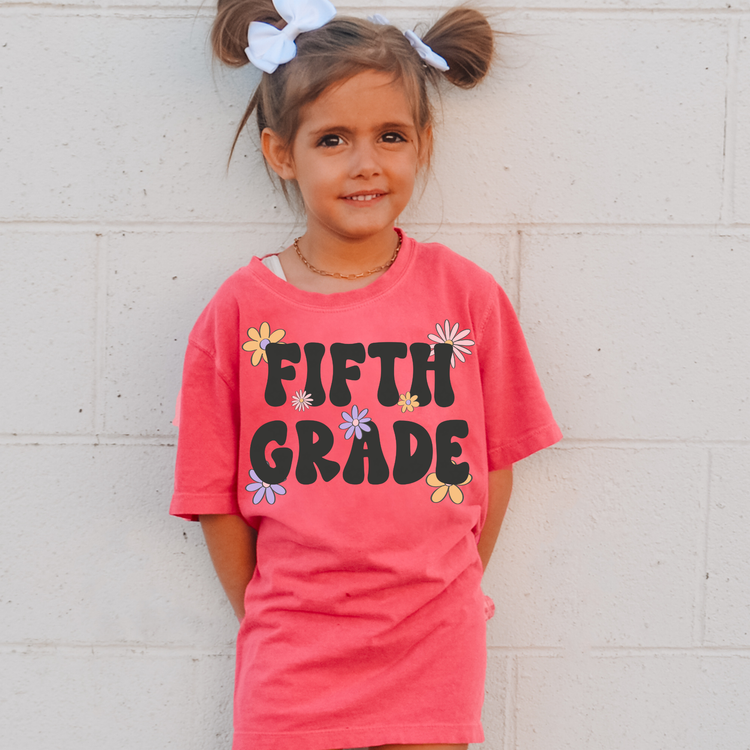 Floral Fifth Grade Comfort Colors Youth Graphic Tee