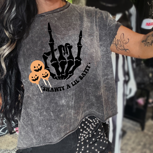 Shawty Little Batty Mineral Washed Halloween Tee