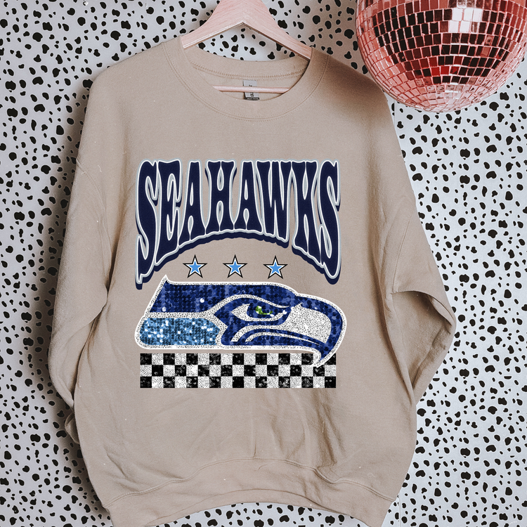 Faux Glitter Seahawks Sweatshirt