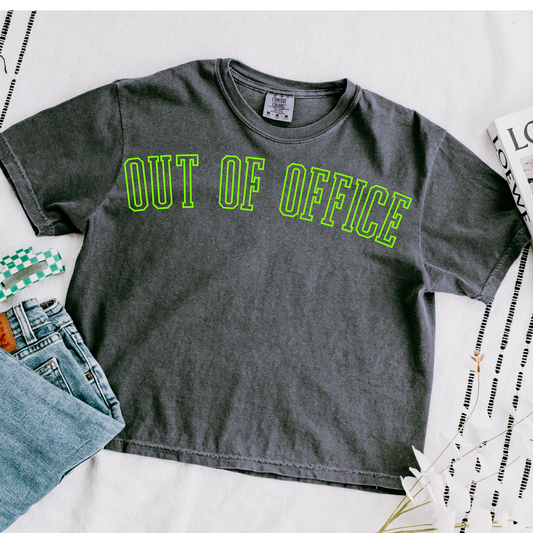 Out Of Office Cropped Comfort Colors Graphic Tee