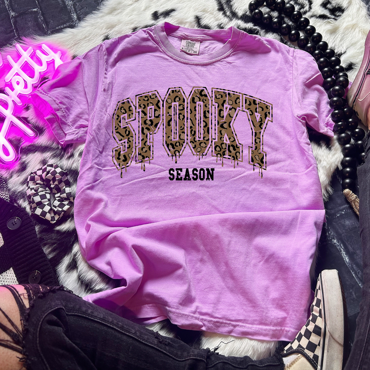 Spooky Season Leopard Comfort Colors Graphic Tee