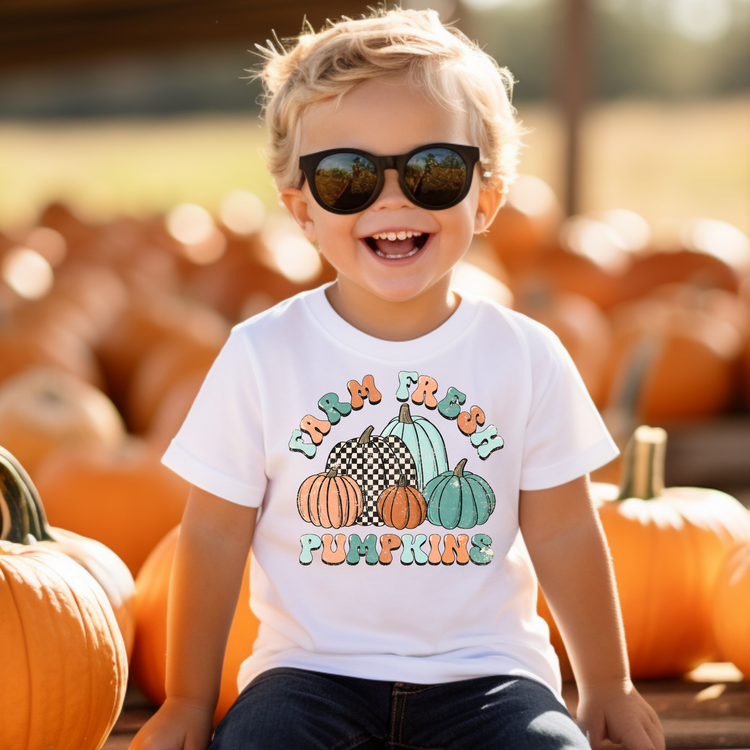 Farm Fresh Pumpkins Fall Kids Graphic Tee