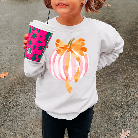 Pumpkin Bow Kids Sweatshirt