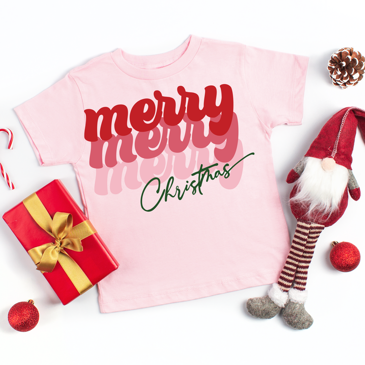 Merry Merry Merry Christmas Kids Graphic Tee