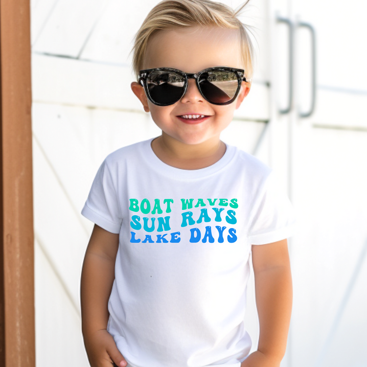 Boat Sun Lake Days Kids Summer Graphic Tee