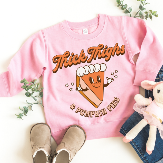 Thick Thighs And Pumpkin Pies Kids Sweatshirt