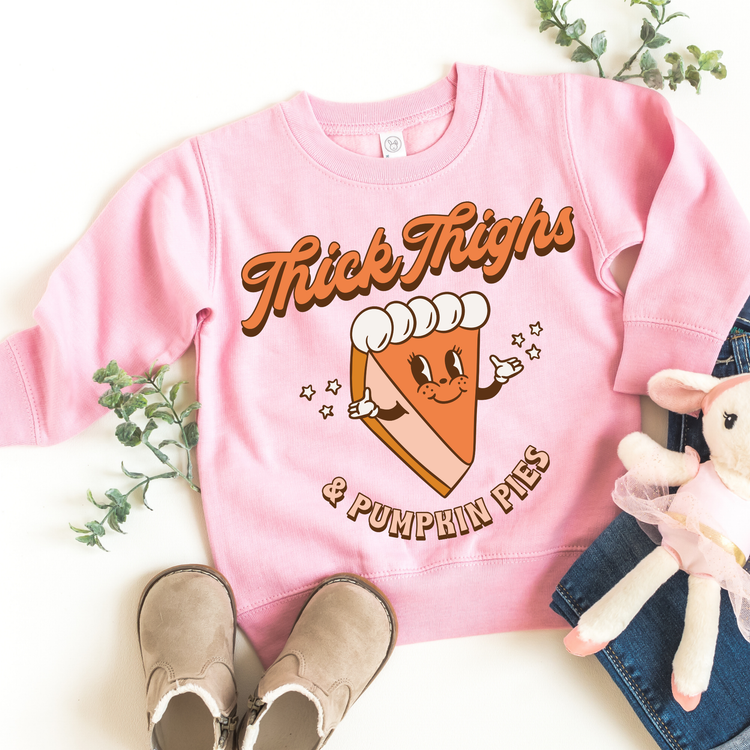 Thick Thighs And Pumpkin Pies Kids Sweatshirt