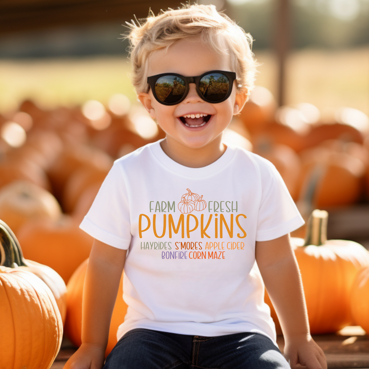 Farm Fresh Pumpkins Fall Kids Graphic Tee