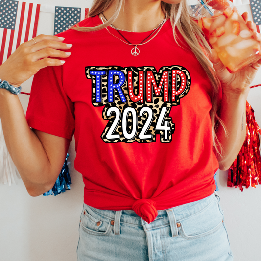 Trump 2024 Leopard Graphic Tee