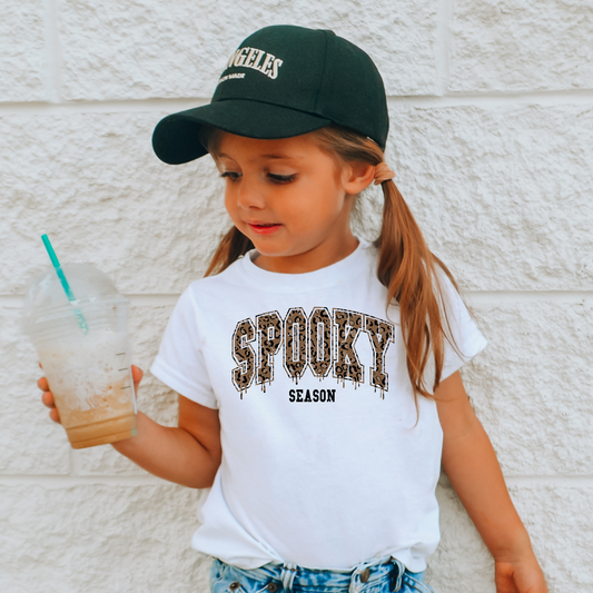 Leopard Spooky Season Halloween Kids Graphic Tee