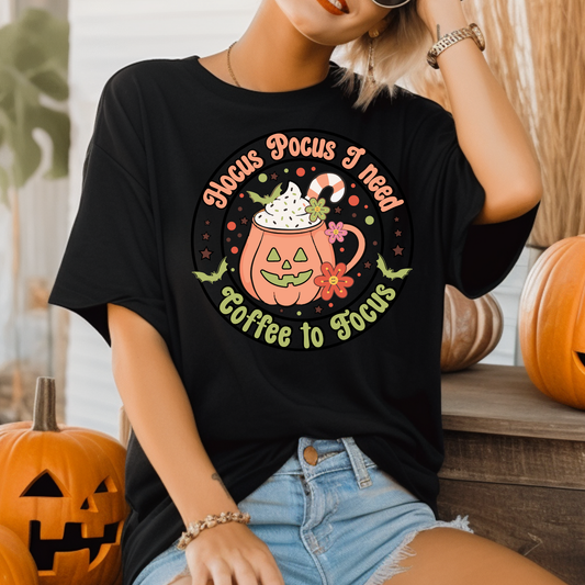 Hocus Pocus I Need Coffee To Focus Adult Graphic Tee