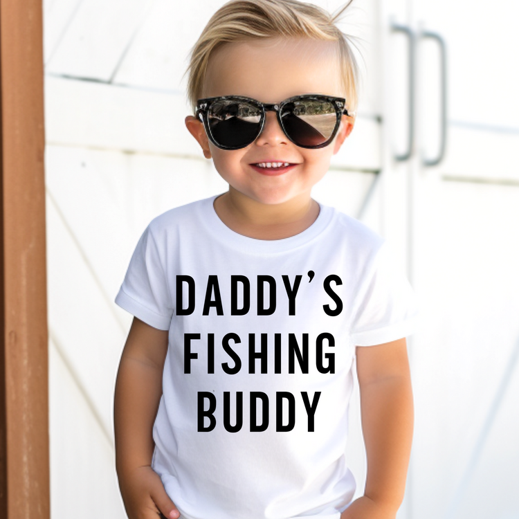 Daddys Fishing Buddy Kids Summer Graphic Tee