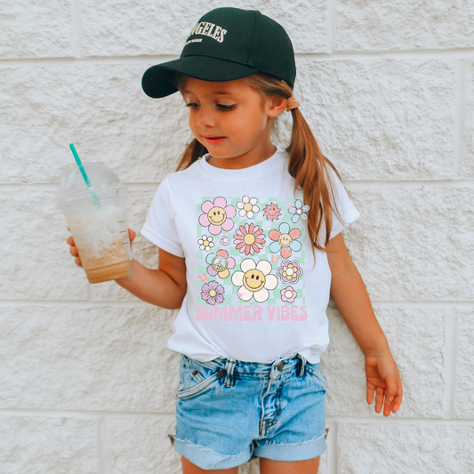 Floral Summer Vibes Kids Summer Graphic Tee