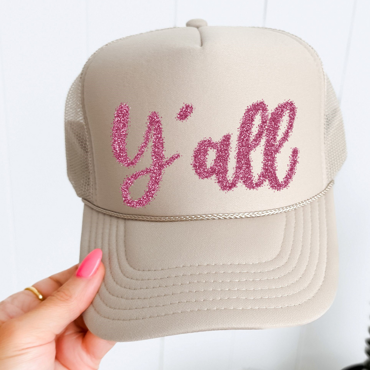 Pink Glitter Yall Otto Trucker Hat