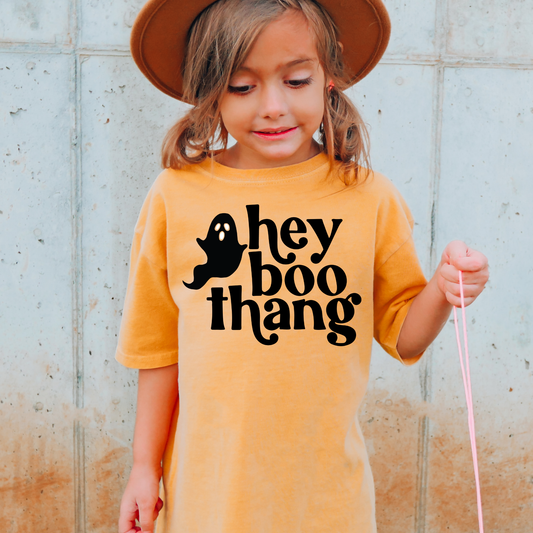 Hey Boo Thang Comfort Colors Youth Halloween Graphic Tee