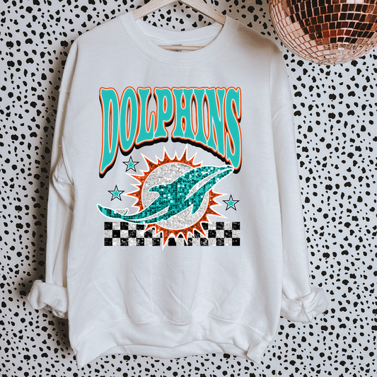 Faux Glitter Dolphins Sweatshirt