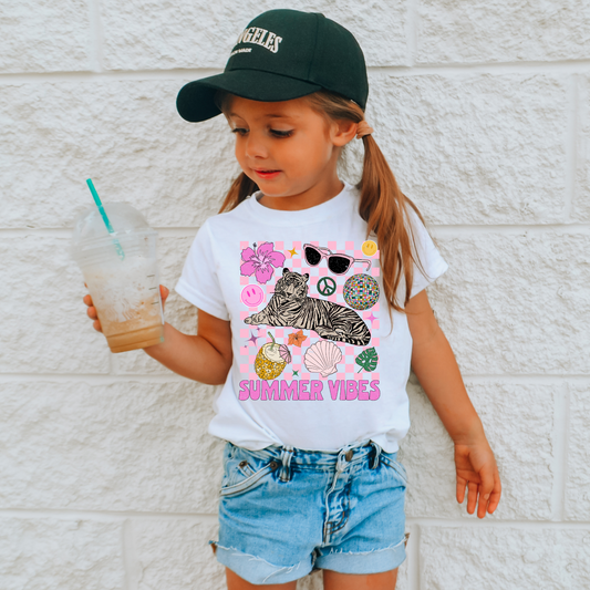 Summer Vibes Leopard Kids Summer Graphic Tee