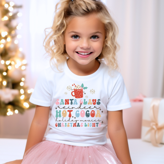 Santa Hot Cocoa Christmas Lights Christmas Kids Graphic Tee (Copy)