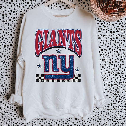 Faux Glitter Giants Sweatshirt