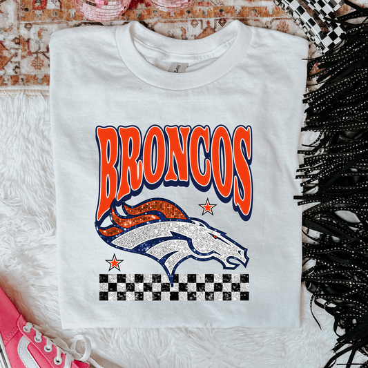 Faux Glitter Broncos Graphic Tee