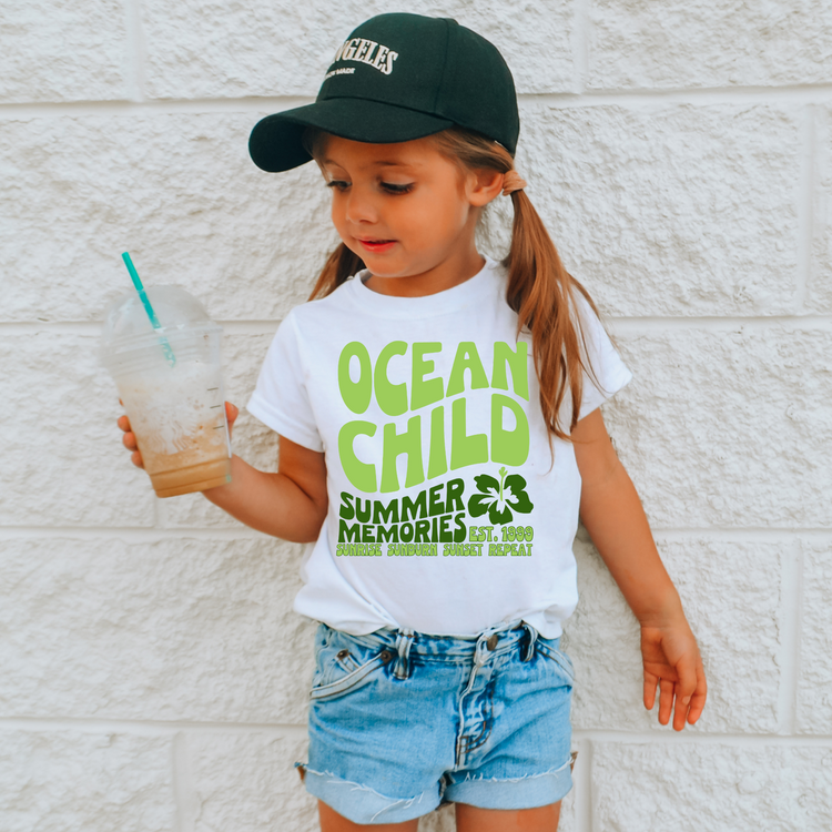 Ocean Child green Kids Summer Graphic Tee