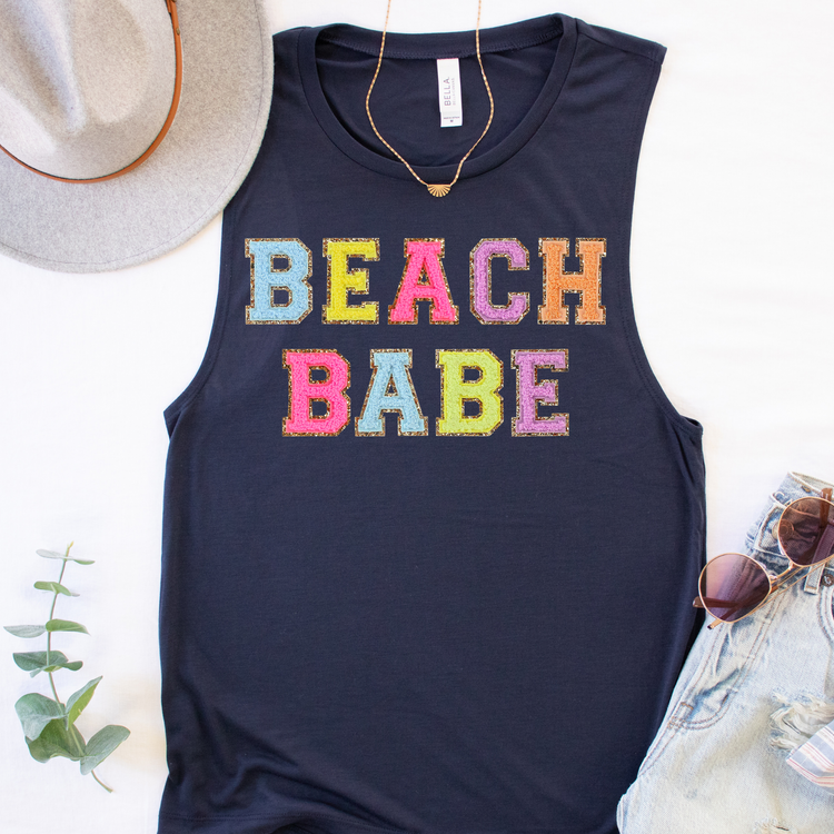 Beach Babe Faux Patches Summer Tank Top