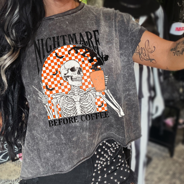 Nightmare Before Coffee Mineral Washed Halloween Tee