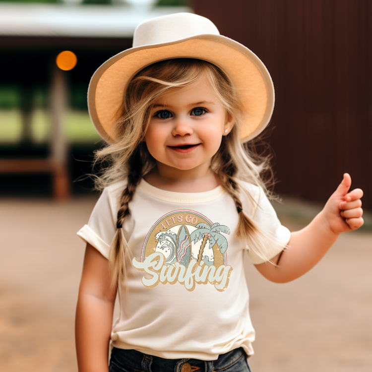 Lets Go Surfing Kids Summer Graphic Tee