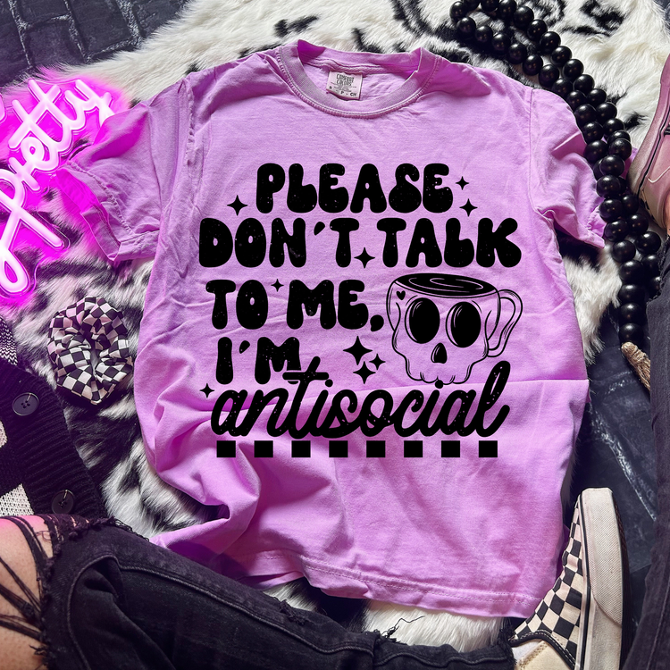 I'm Antisocial Black Comfort Colors Graphic Tee