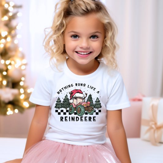 Nothing Runs Like A Reindeer Christmas Kids Graphic Tee