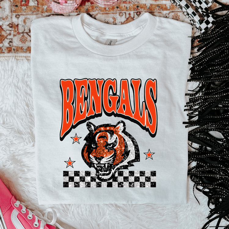 Faux Glitter Bengals Graphic Tee