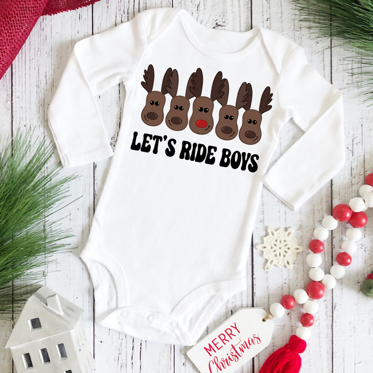 Lets Ride Boys Christmas Onesie