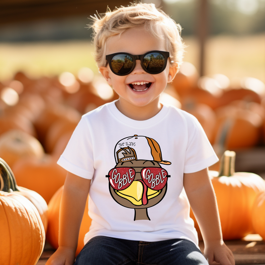 Gobble Turkey Fall Kids Graphic Tee