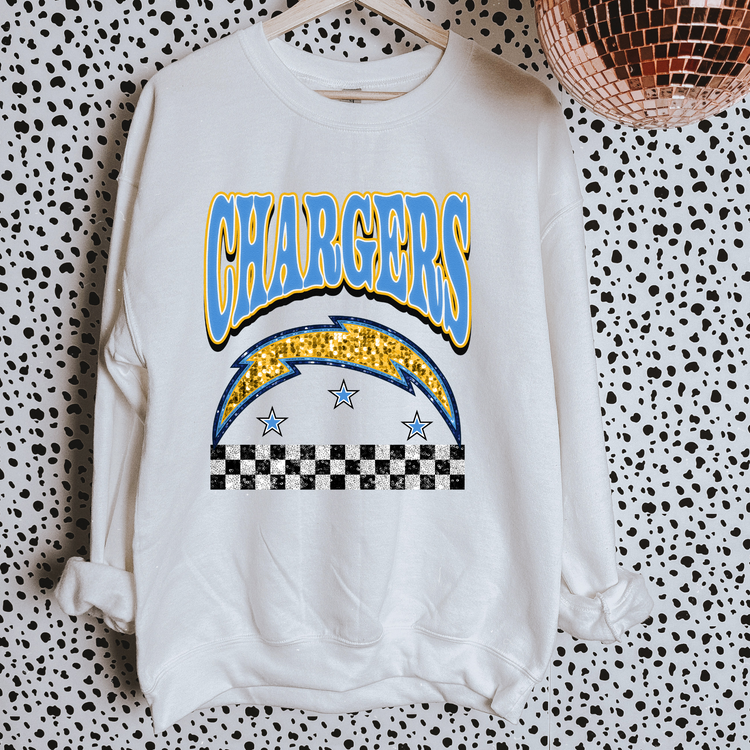 Faux Glitter Chargers Sweatshirt