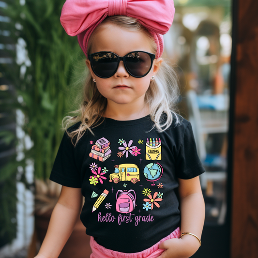 Hello First Grade Kids Graphic Tee