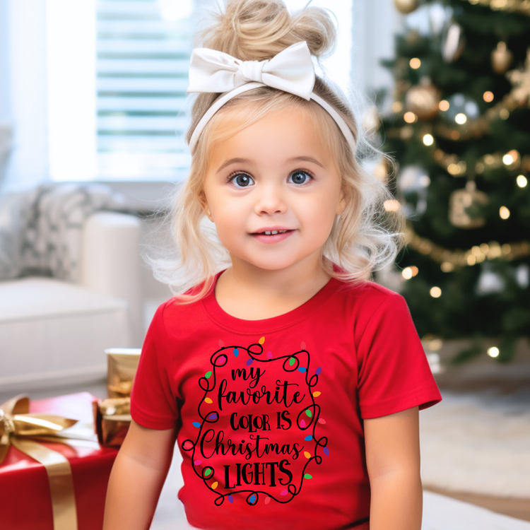 My Favorite Color is Christmas Lights Kids Graphic Tee