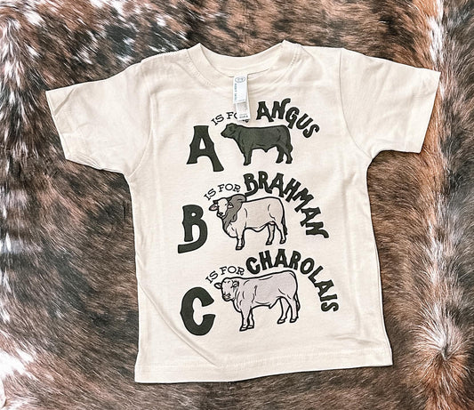 ABC Cow Breeds Kids Graphic Tee