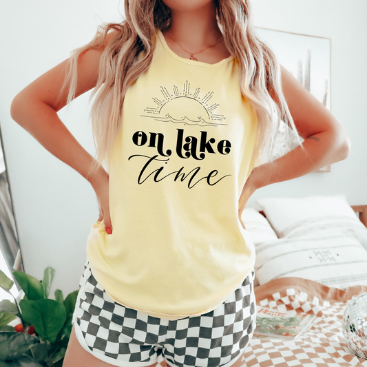 On Lake Time Comfort Colors Tank Top