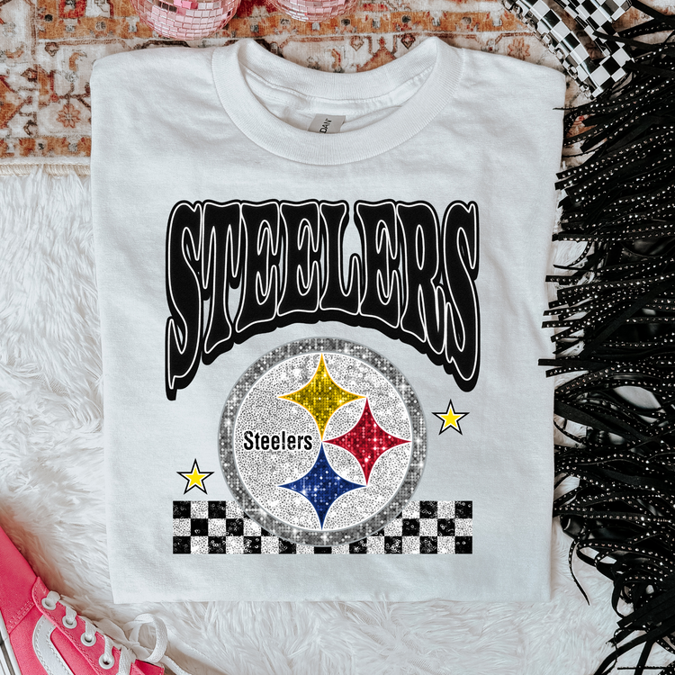 Faux Glitter Steelers Graphic Tee