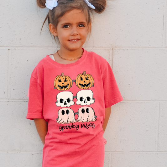 Spooky Vibes Comfort Colors Youth Halloween Graphic Tee