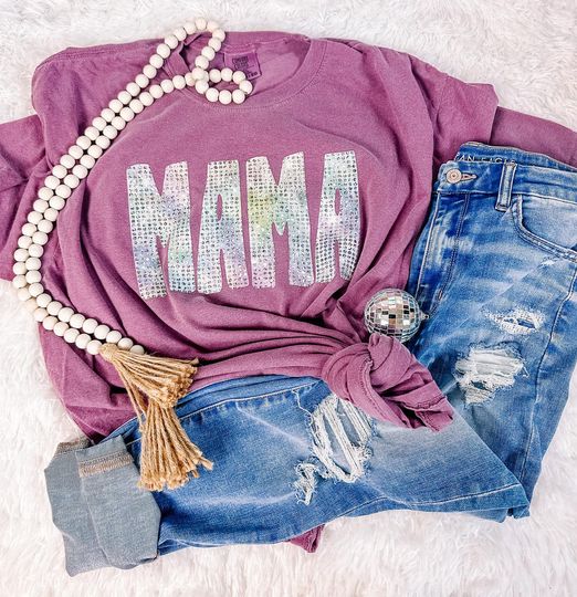 Holographic Mama Tee, Comfort Colors