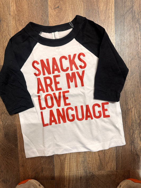 Snacks are my Love Language 3/4 Raglan