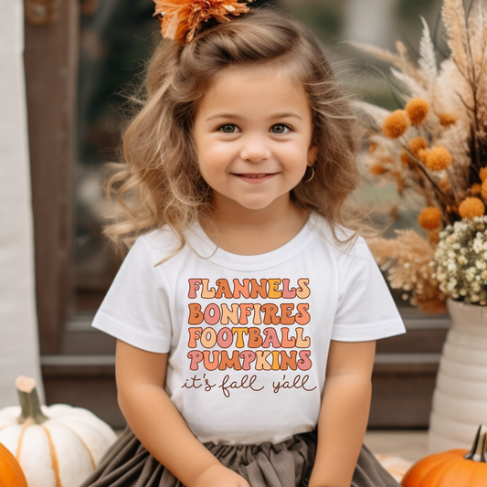 Flannels Bonfires Fall Kids Graphic Tee