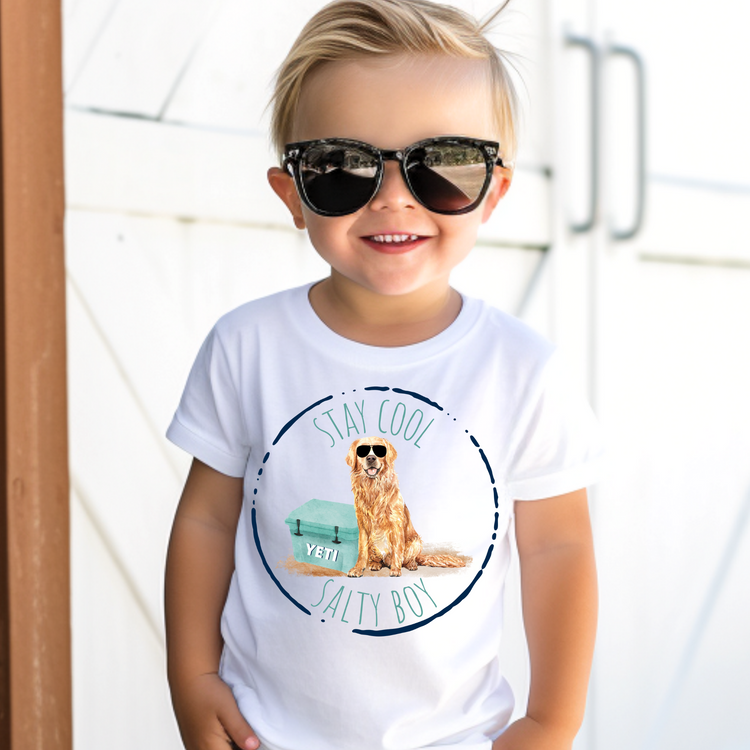 Stay Cool Salty Boy Kid Summer Graphic Tee