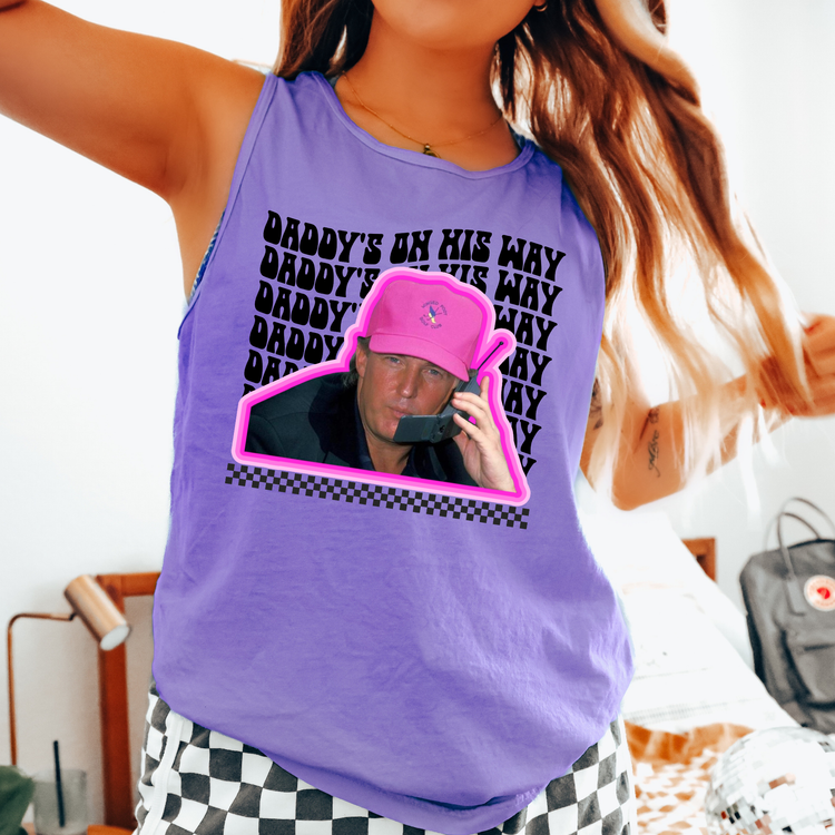 Daddys On His Way Comfort Colors Tank Top