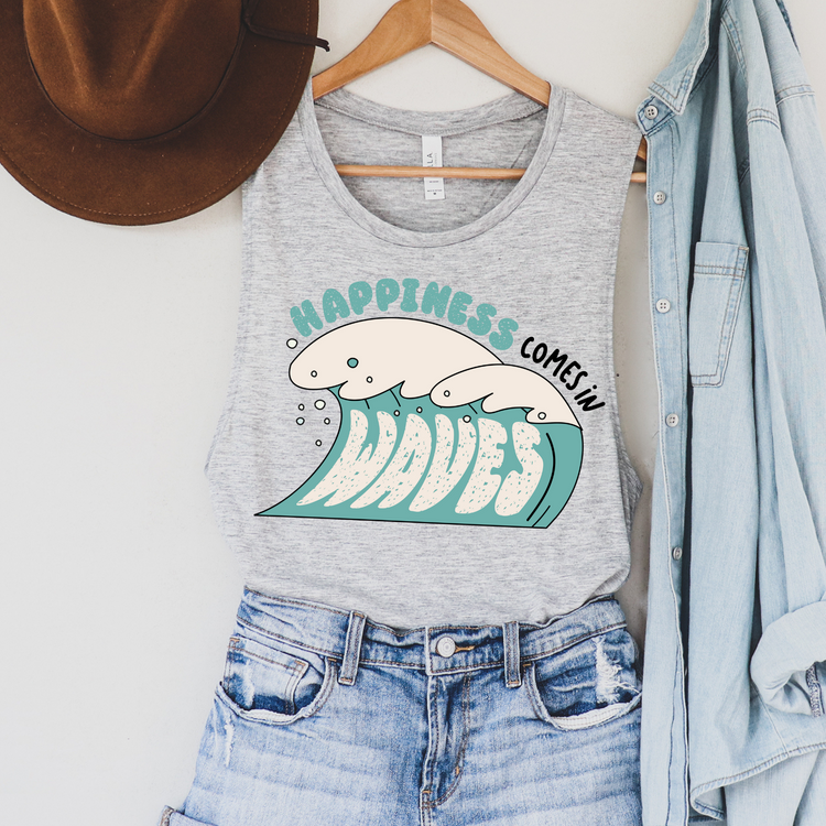 Happiness Comes In Waves Summer Tank Top