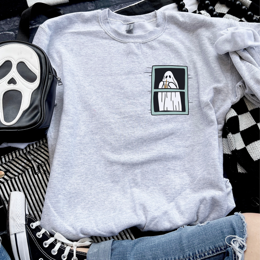 Ghost Window Pocket Halloween Sweatshirt