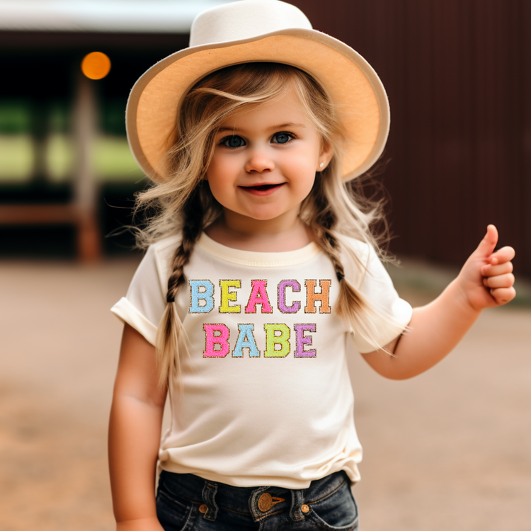 Beach Babe Faux Patches Kid Summer Graphic Tee