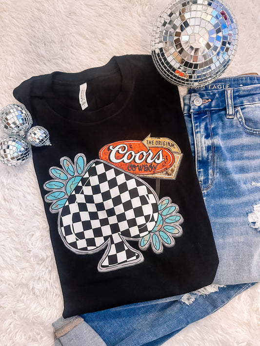 Checkered Spade Western Graphic Tee