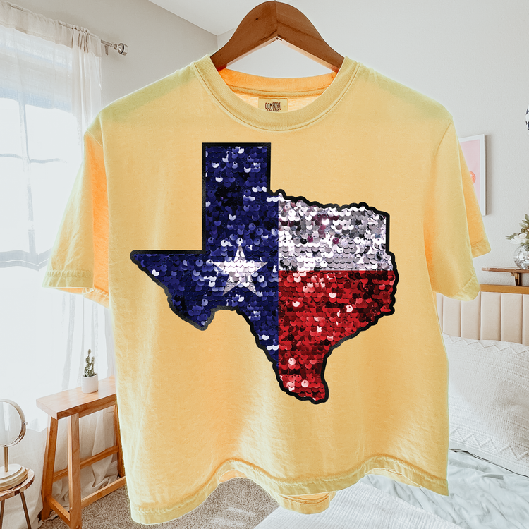 Faux Glitter Texas Comfort Colors Graphic Tee